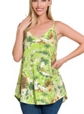 Zenana Women's Cami Tunic Top Tie Dye Green Front & Back Reversible Spaghetti Blouse