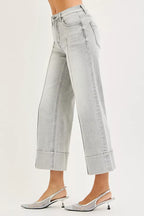 RISEN Womens Jeans Crop Wide Pintuck Front Light Gray Tummy Control Mid Rise 9254eadf09a2493da9ebb9e84fd5a738-Max-Origin Trendsi