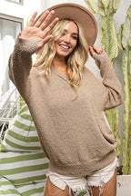 BiBi V-neck Sweater Latte Raw Edged Popcorn Texture Oversized Pullover 926734302b0f419b95dfbb23395b2957-Max-Origin Trendsi