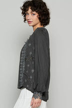 POL Womens Blouse Black Floral Embroidery Woven Top with Lace Trim 926f0471-83d4-46a7-90bb-900c954cdde9-Max-Origin Trendsi