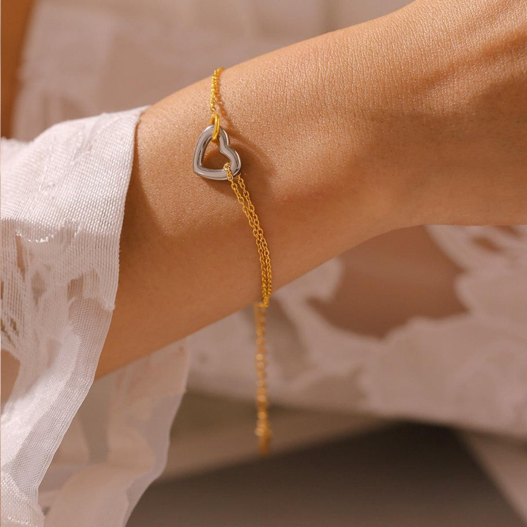 18K Gold-Plated Heart Bracelet Stainless steel Chain 92987a04-24e3-4869-bfa8-320f93a5d3f7-Max Trendsi