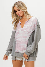 BiBi Blouse Camo Printed French Terry Knit Color Block Oversized Top 92a0c06782d44ab2ad275e14460fea25-Max-Origin Trendsi