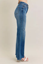 Judy Blue Jeans High Waist Tummy Control Chew Hem Destroy Wide Denims 92aa5a3ea79f461189dd92e9053d68bc-Max-Origin Trendsi
