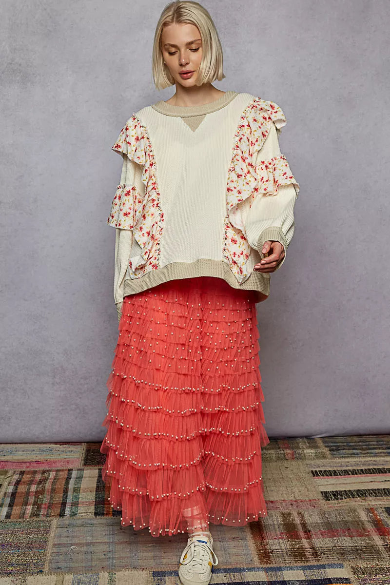 POL Womens Sweater Cream with Floral Ruffle Detail Round Neck Pullover 92ae54b5-0229-4443-8549-954868082a0b-Max-Origin Trendsi