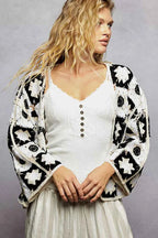 POL Crochet Cardigan Black Multi Open Front with Geometric Floral Patterns 930b24ae-56af-4685-8dc1-d73b79ae601c-Max-Origin Trendsi