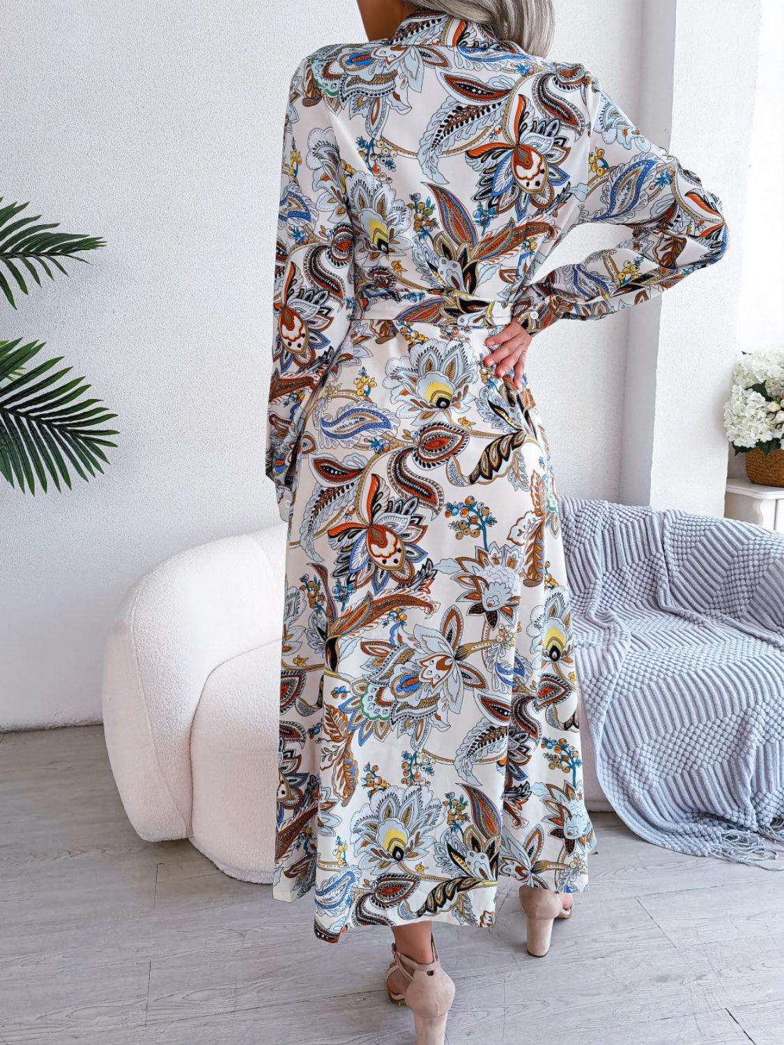 Midi Dress Floral Tied Printed Long Sleeve Shirt Dresses 930bd061-9c25-494e-8d6e-145d5ceb48df-Max Trendsi