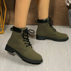 Women's Boots Suede Lace Up Block Low Heel Shoes 930f0df860164cda971eb47b24969d16-Max-Origin Trendsi