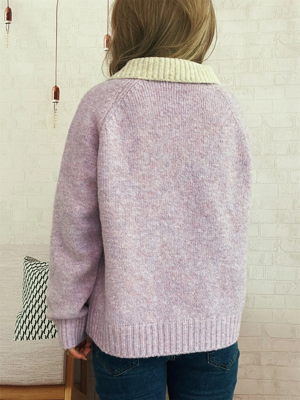 Women's Cardigan Zip-Up Contrast Collar Soft Acrylic Knit Sweater 930f5aa7ebe94ed29d5441fe80462188-Max-Origin Trendsi