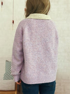 Women's Cardigan Zip-Up Contrast Collar Soft Acrylic Knit Sweater 930f5aa7ebe94ed29d5441fe80462188-Max-Origin Trendsi