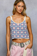 POL Cropped Crochet Cami Blue Floral Scalloped Edge with Granny Square Pattern BLUE MULTI One Size 933dabc6-01f0-4590-9243-6c52515d5b0f-Max-Origin Trendsi