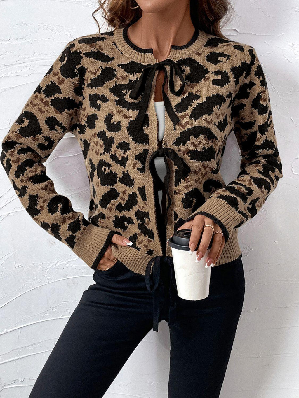 Leopard Cardigan Perfee Bow Tied Closure Long Sleeve Knitwear 934775f8-dd97-492f-a991-9ea0ff692e15-Max Trendsi