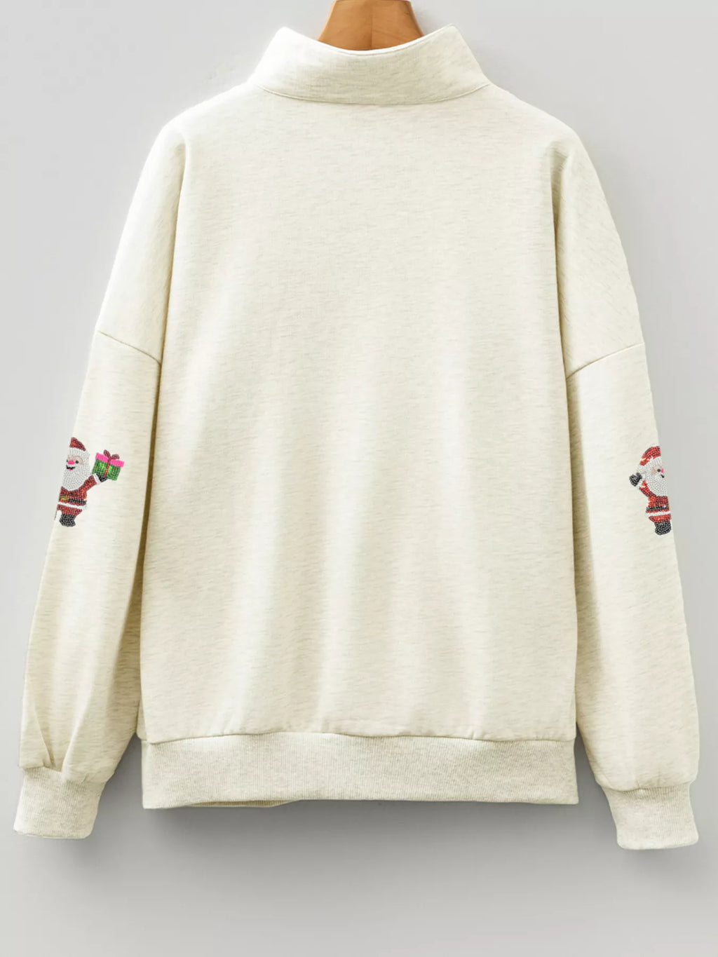 Christmas Womens Sweatshirt Sequin Santa Gift Striped Patchwork Zip Neck 934d57a0b192456bb79f6b378a8c1d67-Max-Origin Trendsi