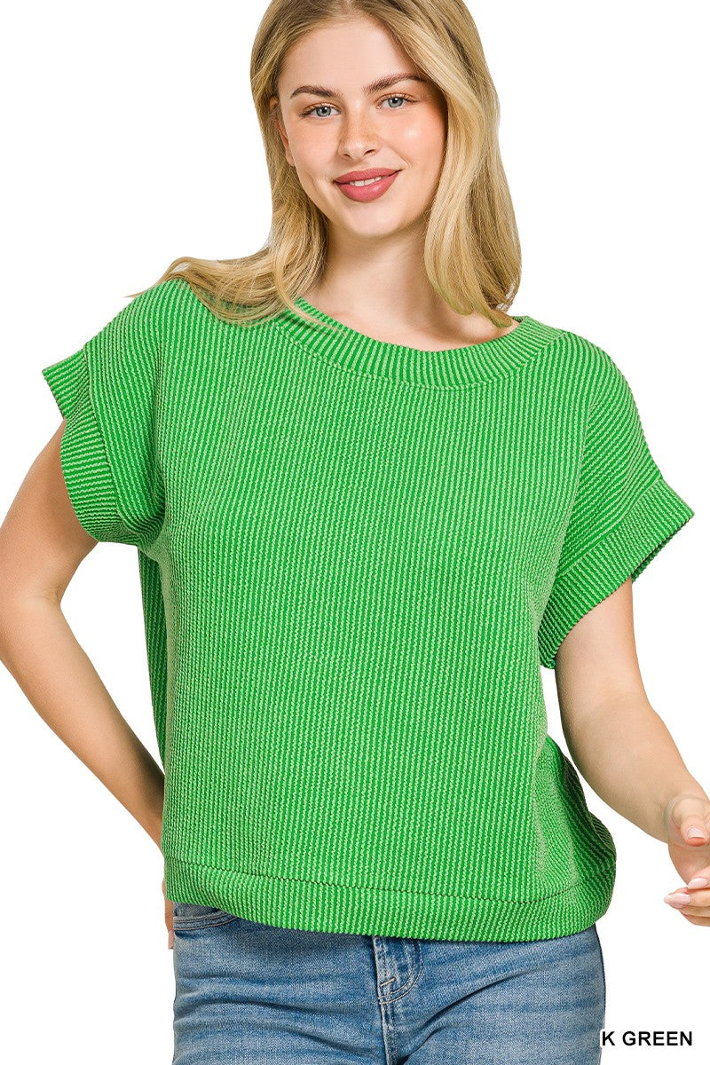 Zenana Raised Ribbed Cap Sleeve Top