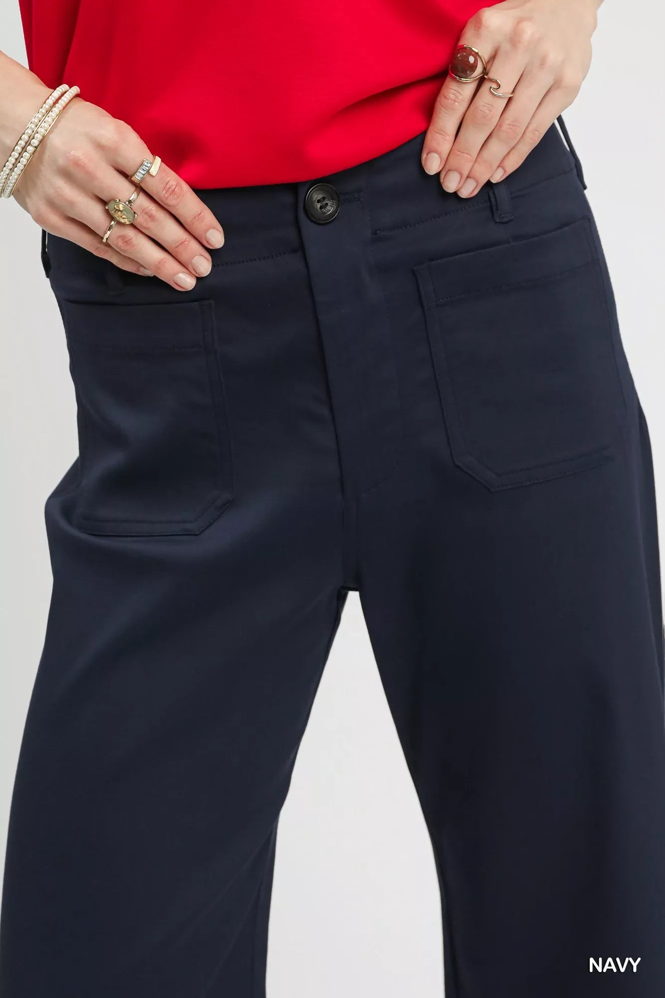 Umgee Wide Leg Pants Cropped Navy Blue Scallop Hem with Front Pockets 935e5cfe-500c-49a8-879e-560a28e11c0a-Max-Origin Trendsi