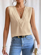 Cami Tank Top Women's V-Neck Pleated Sleeveless Elegant Blouse 9361e58a-5386-4b53-b461-85b85d6ca5ab-Max-Origin Trendsi