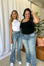 Judy Blue US Flare Jeans Medium Rise Tummy Control Destroy Denim Pants 9368aa15-d628-4a99-88ca-18944d4d9b5e-Max Trendsi