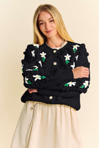 Davi & Dani USA Cardigan Black Floral Embroidery Button Down Sweater 936c4f69-7976-4d96-af1a-9750aa35e989-Max Trendsi