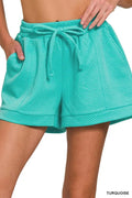 Zenana Turquoise Shorts Textured Knit Jacquard Drawstring Pocketed TURQUOISE 9370fef4bb0d468bb94f83358219dec8-Max-Origin Trendsi