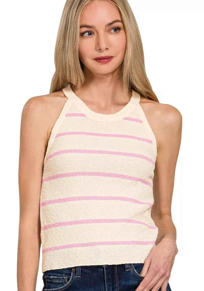 Zenana Women Sweater Tank Top Stripe Cream Pink CREAM PINK 93a5dd321a4b43989f406b351941c3e4-Max-Origin Trendsi