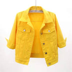 Cropped Denim Jacket Women's Half Sleeve Flap Pockets Plus Sizes S-5XL 93a6665c-3adb-4f1d-b885-596c06469ec0-Max Trendsi