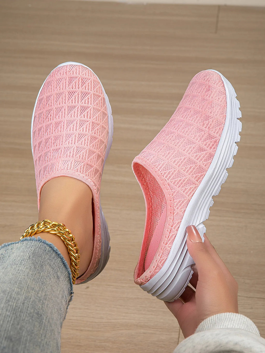 Women's Slip-Ons Breathable Mesh Rubber Flat Comfort Shoes Pink 93c26f2d0a9f4c0499b50da21970018d-Max-Origin Trendsi