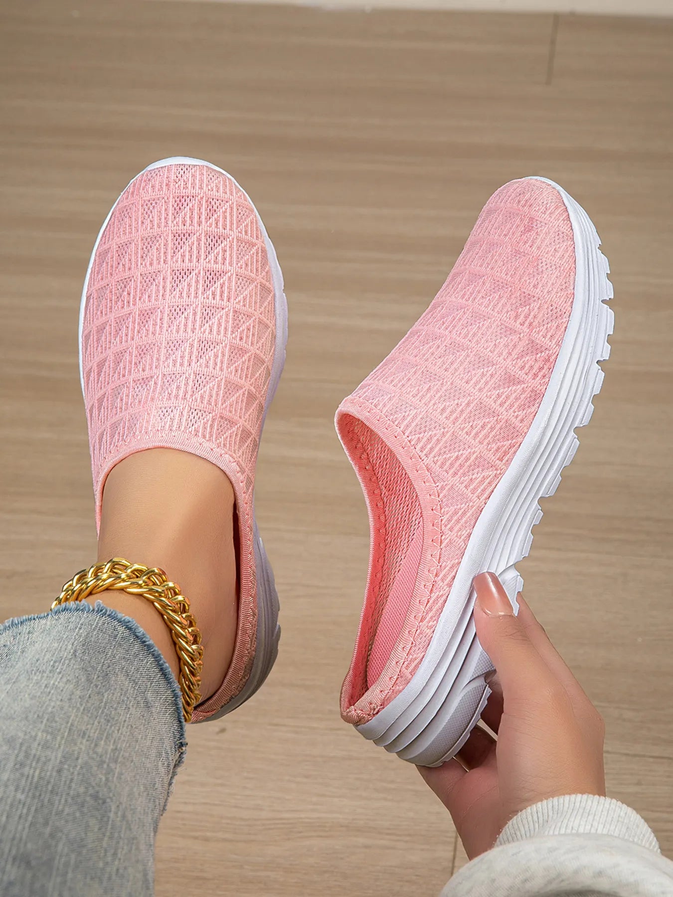 Women's Slip-Ons Breathable Mesh Rubber Flat Comfort Shoes Pink 93c26f2d0a9f4c0499b50da21970018d-Max-Origin Trendsi