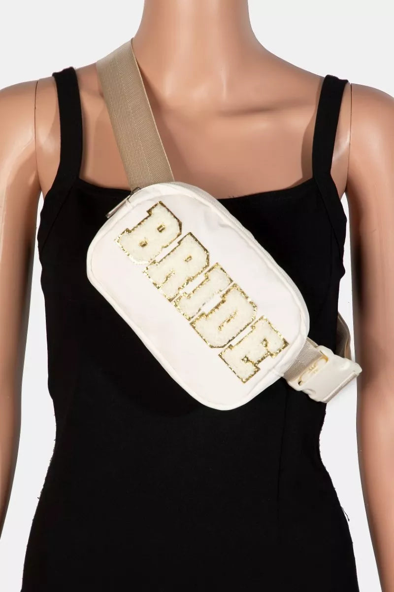 Fame Crossbody Bag Small Zipper Ivory with BRIDE Fuzzy Glitter Letters 93ceb106936a4b68bab44e3525c166a6-Max-Origin Trendsi