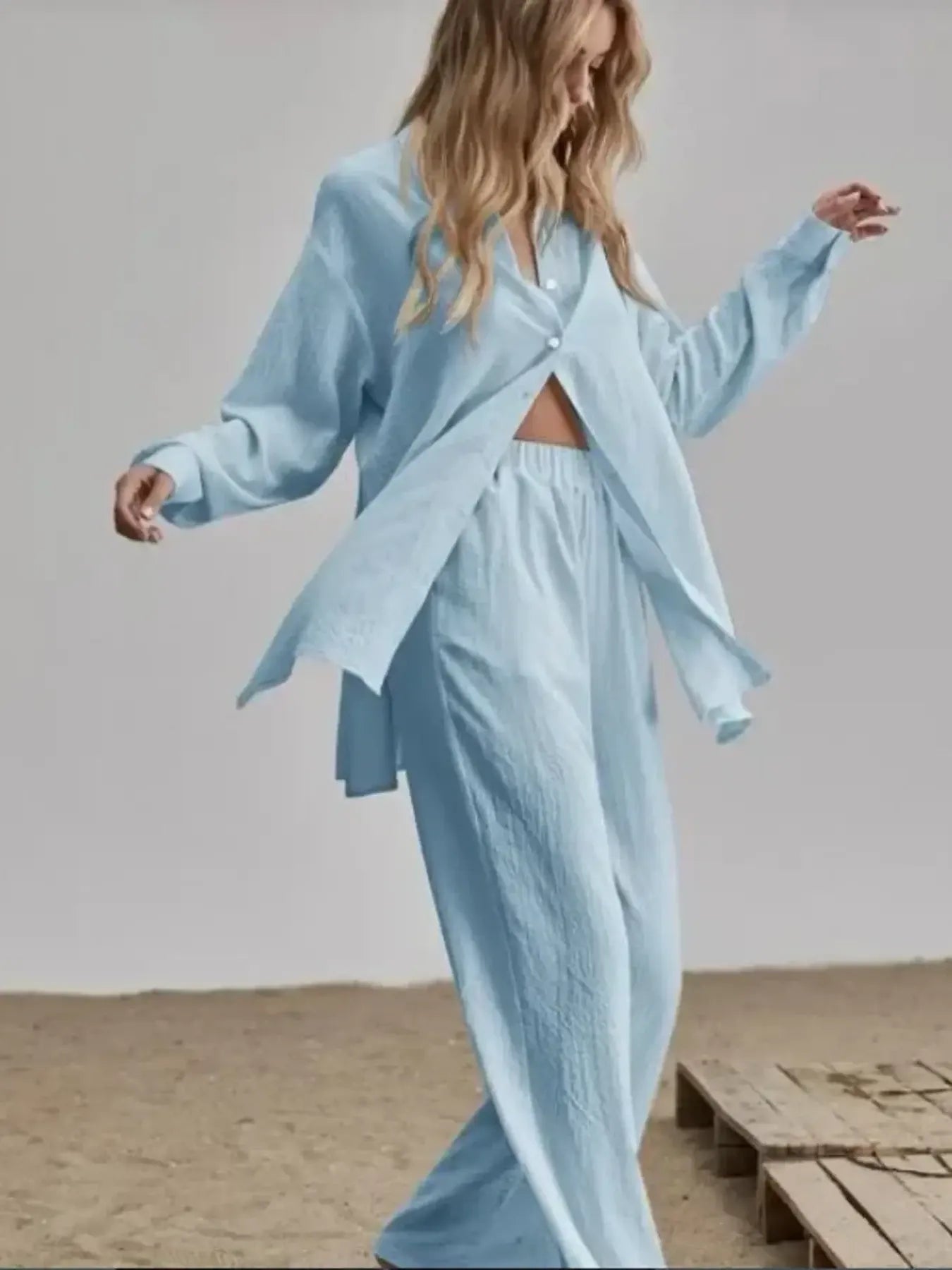 Women's Outfit Set Long Sleeve Shirt and Pants Set Pocketed Lightweight Two-piec 93e0de53383142e3bf6e2200e046cb0c-Max-Origin Trendsi