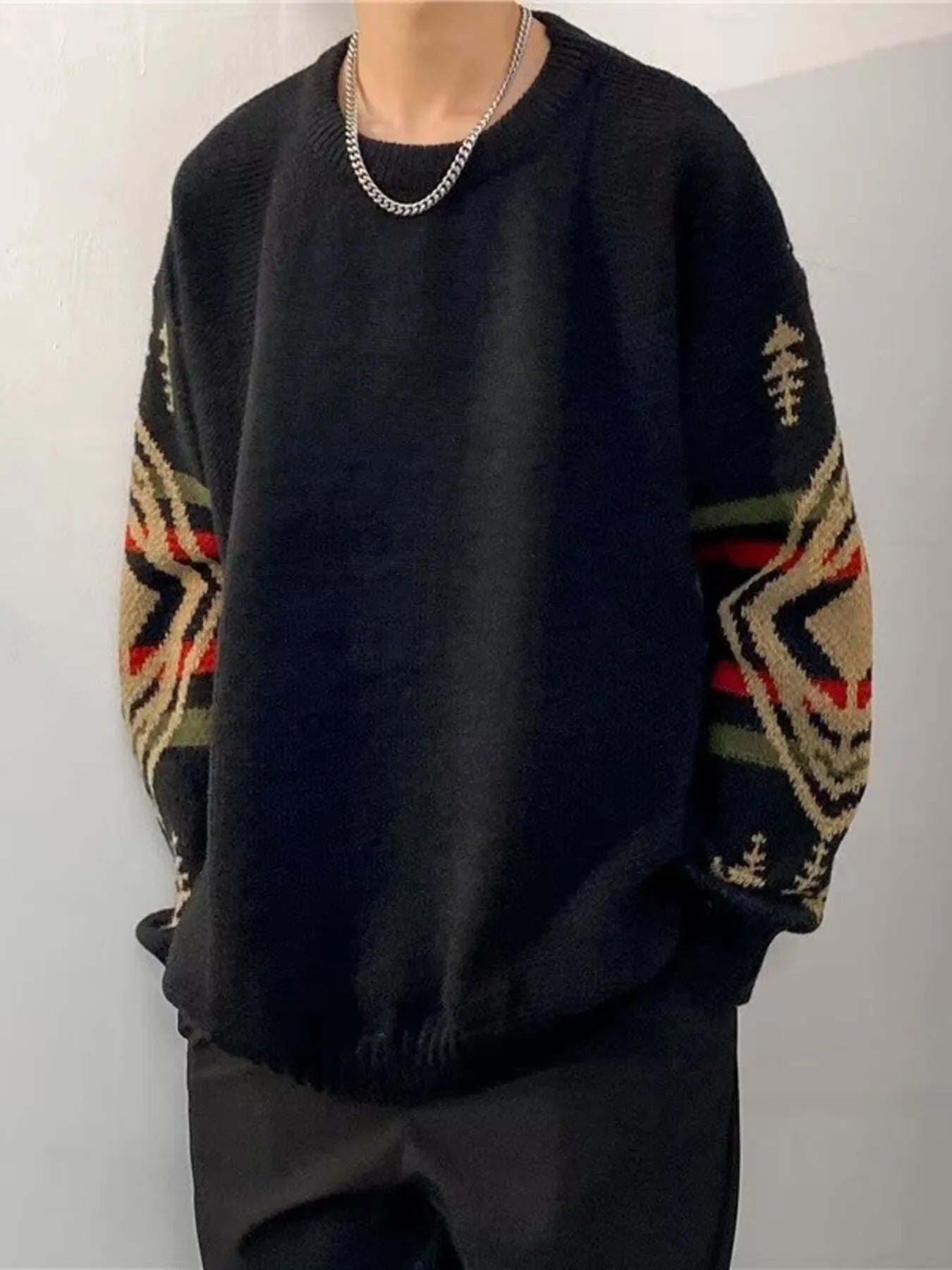 Men's Sweater Knit Ethnic Pattern Oversized Pullover Plus Sizes