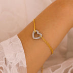 18K Gold-Plated Heart Bracelet Stainless steel Chain Gold One Size 94006cac-e597-4865-8f80-a4a409b232ce-Max Trendsi