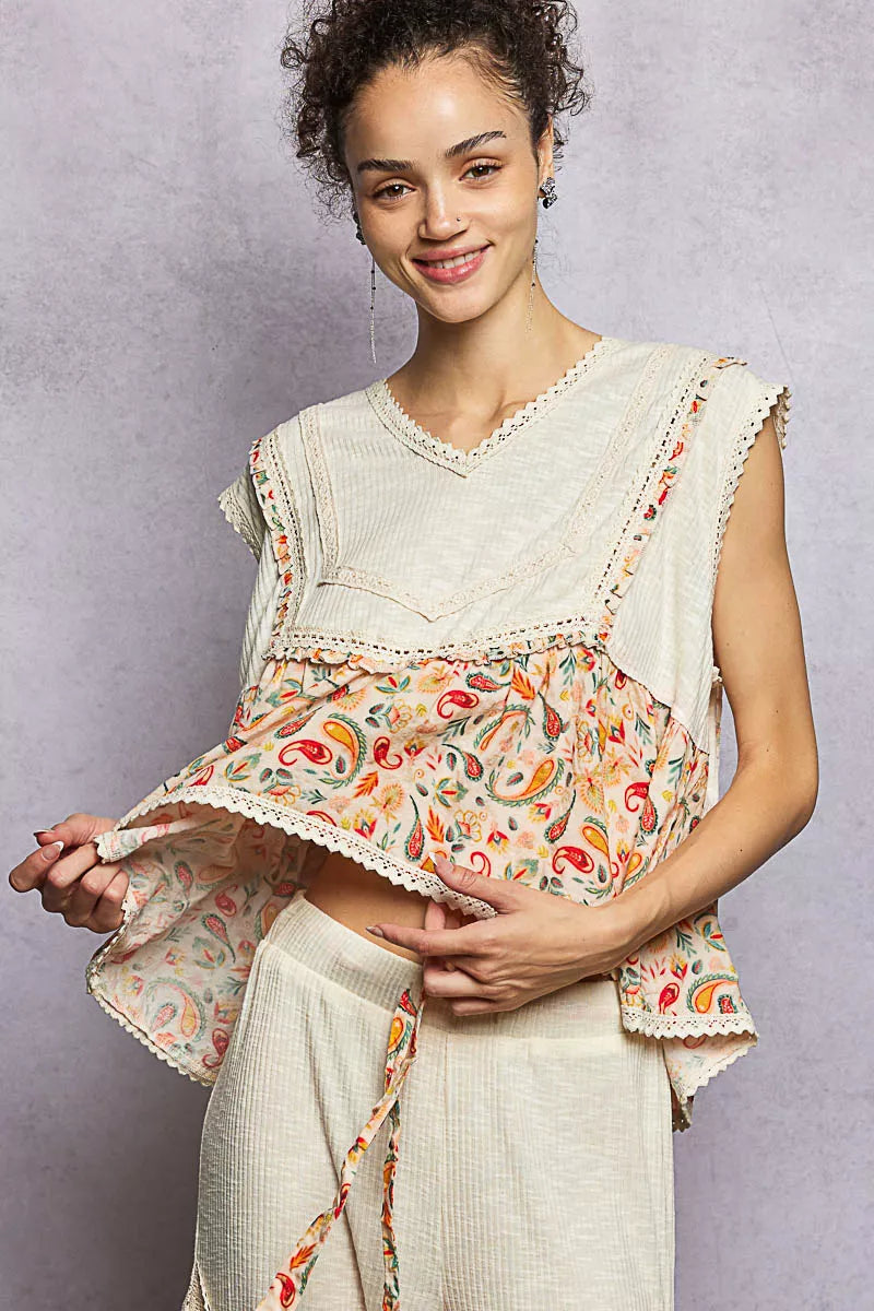 POL Women Blouse Floral Cropped Beige Lace Detail Ruffled Top 940e2963-e45c-4fe0-9567-a91ac847e55a-Max-Origin Trendsi