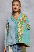 POL Button Down Floral V-Neck Long Sleeve Raw Hem Top DENIM TEAL 9417674b-4950-40c3-a17f-0685e3799ee1-Max-Origin Trendsi