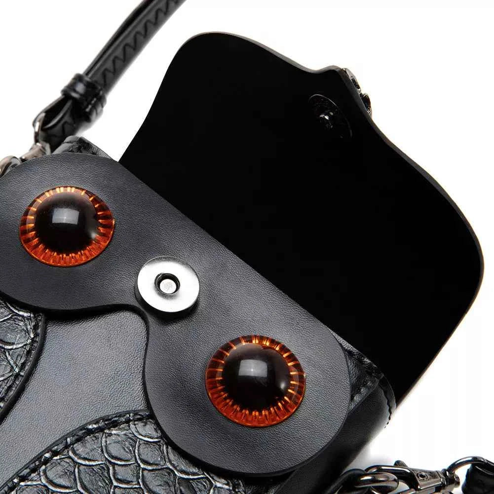 Owl Design Leather Crossbody Bag
