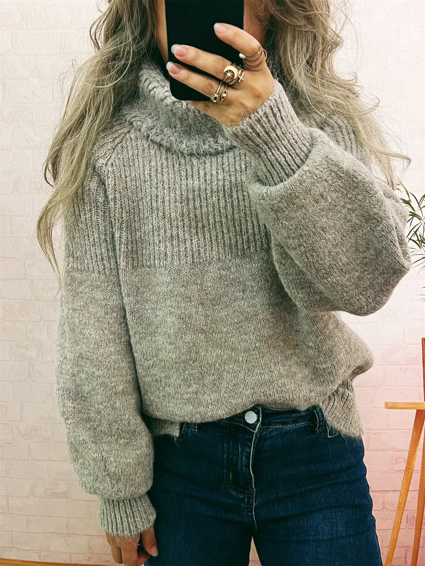 Women's Sweater Ribbed Knit Turtleneck Long Sleeve Pullover 9474b7549e7046efb601dc6d07be3cf2-Max-Origin Trendsi