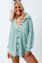 Waffle-Knit Women Shirt Collared Neck Long Sleeve Pocketed Single Breasted 94bbc98f-b3f0-4337-be90-1fa87cb2ae4a-Max Trendsi