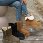 Women's Boots Warm Fluff Lined Round Toe Platform Flats 94c1e00d6e5d4b8abfd978f18df578a8-Max-Origin Trendsi