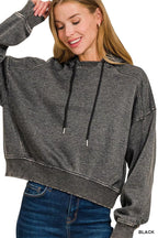 Zenana Womens Fleece Hoodie Black Acid Wash Ribbed 94c3c72c58524f83aed2f69a8c083092-Max-Origin Trendsi