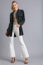 Umgee USA Black Denim Jacket Raw Hem Button Down With Chest Pockets 94c4399b-f55d-4ba7-a6d5-3108ece72120-Max Trendsi
