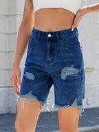 Moni Wear Denim Shorts Women's Distressed Raw Hem 94c965c0-5371-4ef0-b0d4-bd593056f85a-Min Trendsi