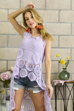 ADORA Crochet Hi-low Tunic Top Lace Floral Cutout Lavender 94df84f1521e43f0bbaf252338d1bcfd-Max-Origin Trendsi