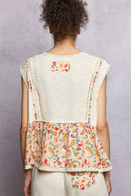 POL Women Blouse Floral Cropped Beige Lace Detail Ruffled Top 94efa866-d1ce-4a85-9115-df918441c5a1-Max-Origin Trendsi