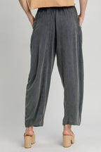 Umgee USA Women Navy Pants Linen Cotton Elastic Waist Baggy with Pockets 951af284-35cb-48de-81fc-0e800e6837c0-Max Trendsi