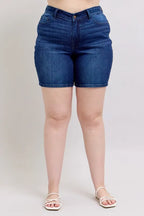 Judy Blue Bermuda High Waist V-Front Dark Blue Pocketed 953174c4-0526-43dd-a33c-ae5396ca5d6f-Max-Origin Trendsi