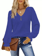 Plus Size Eyelet V-Neck Blouse with Flounce Sleeves