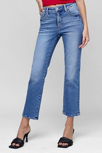 RISEN Women's Jeans High Rise Crop Straight Tummy Control Medium Wash Denim 95654001-f2ac-4f2f-95b4-94e1794197ba-Min Trendsi