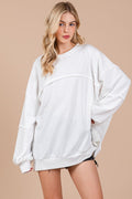 Ces Femme Sweatshirt White Oversized Exposed Seam Long Sleeve Top White 9577ff8f-456f-433f-8688-b4e50f2890d9-Max Trendsi