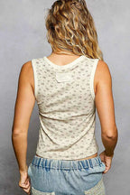 POL Floral Round Neck Cropped Ribbed Tank