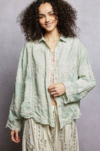 POL Women Shirt Mint Embroidery Long Sleeve Single Breasted Top 95aae57d-896d-4ce2-8bdd-a7ee0e344c69-Max-Origin Trendsi