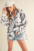 Aemi + Co Cotton Shirt High-Low White Printed Button Up Long Sleeve Top 95ceb0ce-af22-481d-b4ce-a037ad637501-Max Trendsi