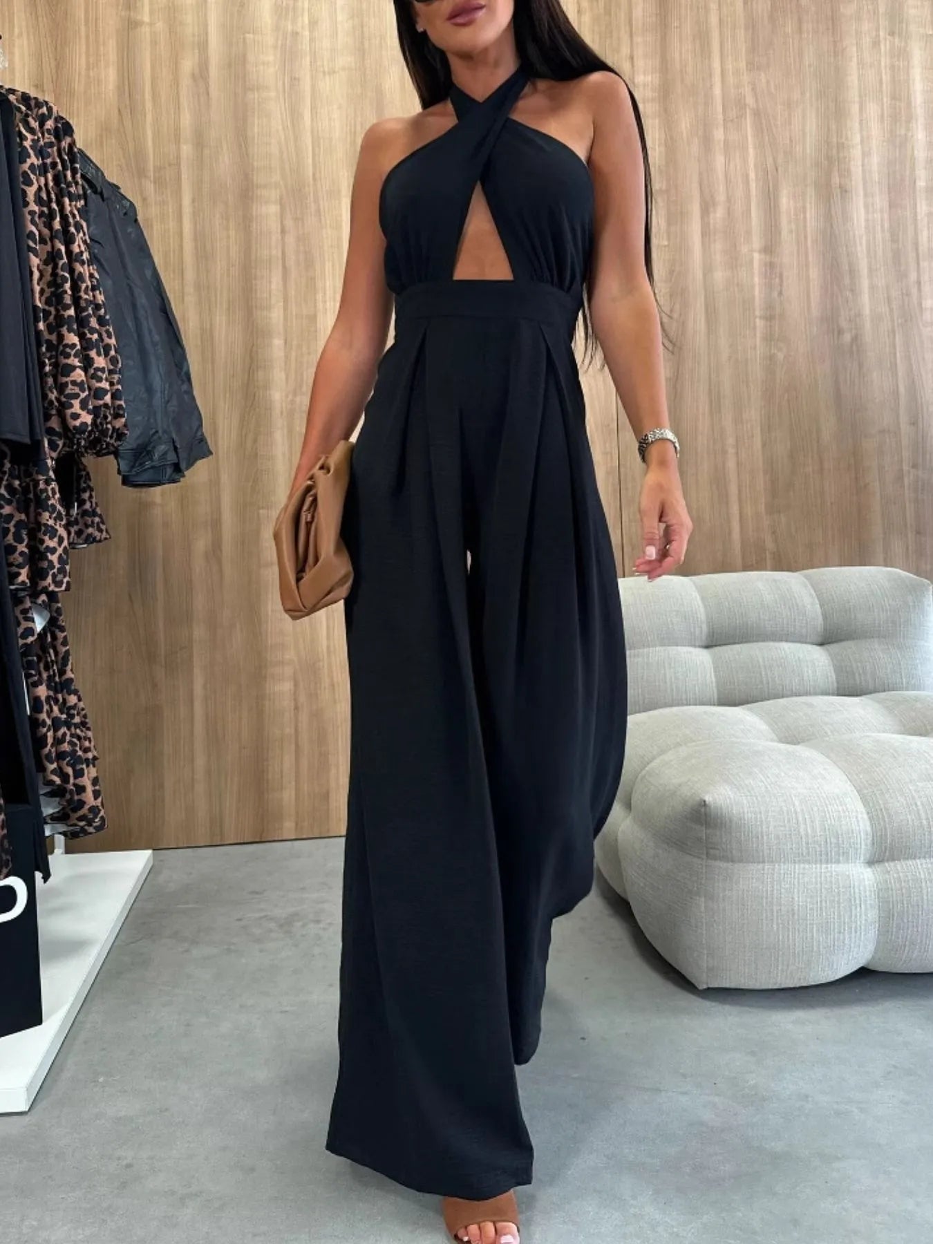 Women's Jumpsuit Wide Leg Cutout Halter Neck Backless Zipper Overall 95d08e31-8a1b-4c67-b23c-8e9948c79f51-Max-Origin Trendsi